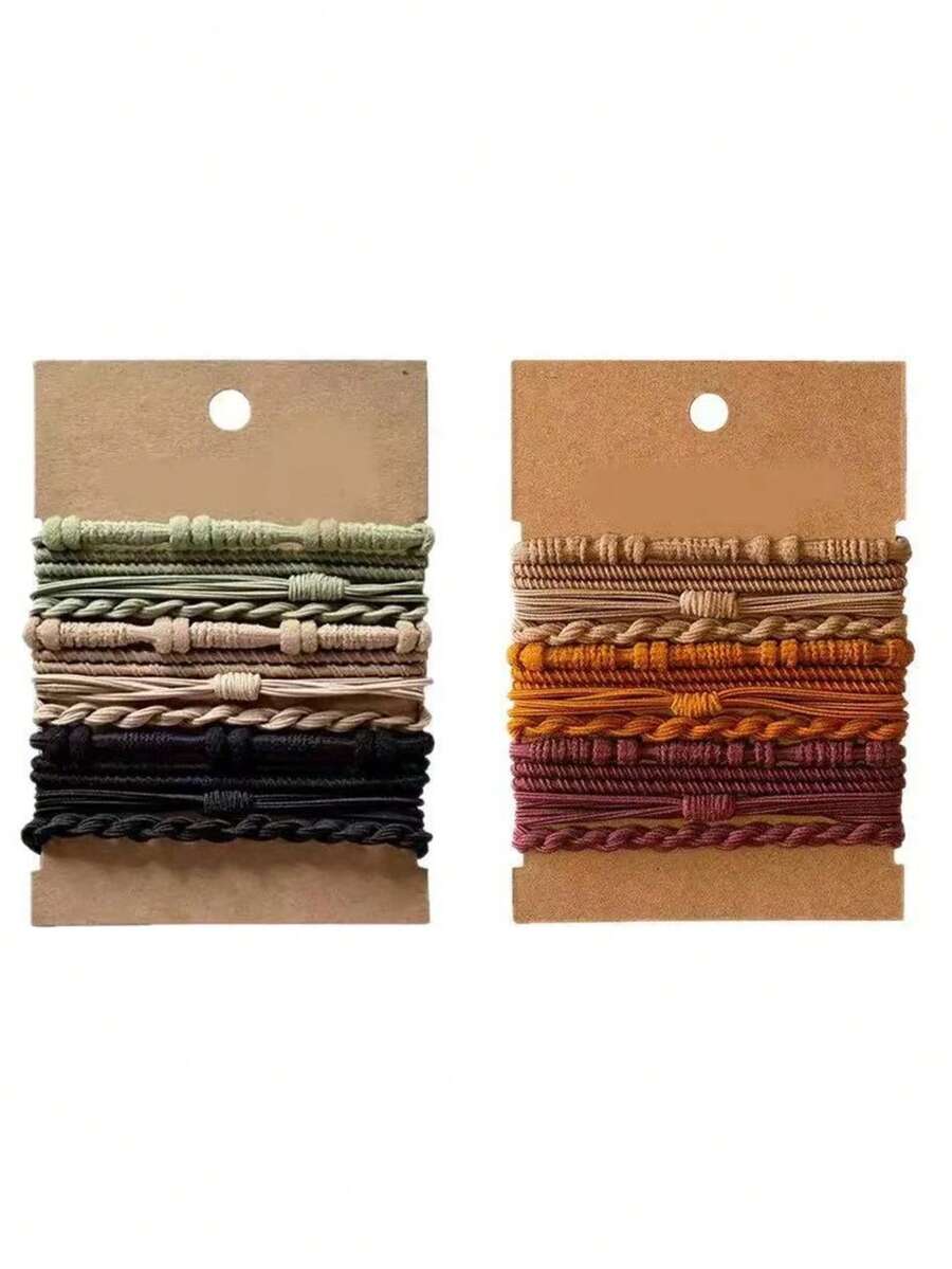 24pcs Bamboo Knot Hair Ties Set, High Elasticity Ponytail Hair Bands, Rubber Hair Ties Hair Accessories - Multicolor - View 1