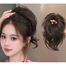 LYSW Mermaid Curl Fountain Short Ponytail Hair Extension For Women, Voluminous High Crown Hair Scrunchie, Natural Volume Boost Fluffy Seamless Ponytail HA2908 - Multicolor - View 1