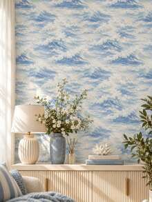 1 Roll Floating Waves Wallpaper, Removable Wall Sticker, Exquisite Mural, Suitable For Home Decor And Wall Art, Ready-To-Use Wall Panel, Wall Covering Material, Spring Home Decor, Instantly Refresh Your Living Space. Rama Decorative Sticker - Perfect Gift For Birthday And Graduation Ceremony. Halloween Decor, Halloween Gift, All Saints' Day Decor, All Saints' Day Gift - Multicolor - View 10