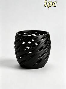 Hollow Breathable Flower Pot, Special For Caudiciform Succulents & Cacti, Creative Spiral Multi-Hole Root Control Planter, Black & White Dual Color - Hollow Planter - View 12