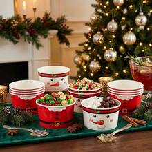 Cốc giấy đựng đồ ngọt Giáng Sinh hình ông già Noel và người tuyết, dùng cho bắp rang bơ, kẹo, đồ ăn nhẹ, kem, quà tặng tiệc lễ hội và trang trí bàn tiệc Giáng Sinh - Kiểu 1 - Xem 5