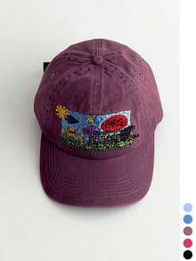 Unisex Floral Embroidered Baseball Cap, Soft Crown Face-Slimming Versatile Sun Protection Baseball Cap - Multicolor - View 15