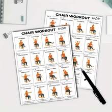 2PCS 30-Day Chair Workout Poster - Seated Exercise Chart For Seniors & Beginners - Low Impact Chair Yoga & Stretching Routine - Home Gym Wall Decor & Fitness Guide For Elderly - Single Piece - View 6