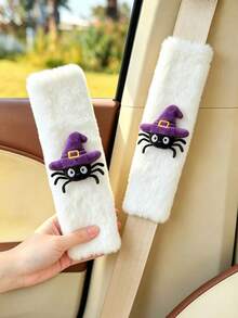 1pc/2pcs Car Seat Belt Pad Pumpkin Ghost Decoration Vehicle Seat Belt Protector Halloween Car Interior Decor Soft & Comfortable - A - View 4