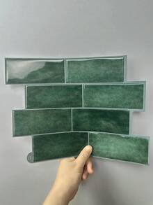 1/10/30pcs Peel And Stick Backsplash Tiles, Dark Green Marble Brick Pattern Wall Tile Stickers, Self-Adhesive PVC Subway Tile, Waterproof Stain Resistant, Easily Cut With Scissors For DIY Installation, Perfect For Kitchen Backsplash, Bathroom Vanity - Faux Tile Wall Sticker (Green) - View 2