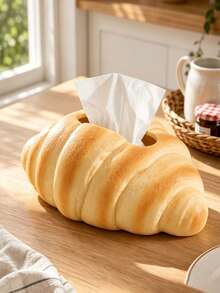Realistic Bread-Shaped Tissue Box, Fun Pretzel/Toast Design, Fits 10.92 X 7.87cm Tissue Size, Desktop Tissue Storage Box, Perfect For Living Room, Bedroom, Kitchen, Office, Cafe And Bakery, Creative Food-Themed Home Decor Accent - Multicolor - View 4