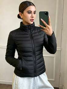 Women Winter Coats - Black - View 1