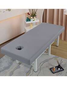 1pc Waterproof Oil-Resistant Beauty Salon Massage Bed Cover, Full Coverage Elastic SPA Massage Bed Sheet With Hole (190*80cm) - Multicolor - View 11