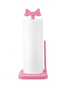 Pink Bow Paper Towel Holder, Cute Wooden Kitchen Countertop Paper Towel Rack, Bow Design Freestanding Roll Dispenser Storage Organizer, Bathroom Accessory & Apartment Home Decor - Multicolor - View 9