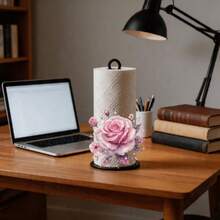 Pink Starry Sky Rose Floral Pattern 2D Creative Acrylic Paper Towel Holder, Kitchen Paper Towel Storage, Holiday Party Decoration, Perfect For Holiday Celebration Decor, Beautiful And Affordable - View 5