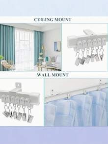 140/113/84/30pcs Flexible Bendable Curtain Track Set Of Clothes, Heavy-Duty White Plastic, Ceiling & Wall Mount, Multi-Scene Curtain Rail System, Window Treatment, Modern Home Decor, Bay Window & Room Divider - Multicolor - View 5