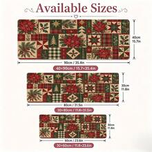 Vintage Christmas Floral Patchwork Desk Mat, 1pc Extended Mouse Pad With 4 Styles, Gingerbread Bow Holly And Candy Cane Design, Polyester Surface With Non-Slip Rubber Base For Office, Home, Dorm And Gaming, 3 Sizes Available - View 8