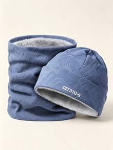 Winter Casual Hat & Scarf Set, Geometric Pattern Matching Neck Warmer, Soft Lining 2 Pieces Headwear, Ear-Protective Design, Unisex Warm Outdoor Accessories, Suitable For Daily Commute, Hiking, Cycling, Travel Winter Wear - Multicolor - View 11
