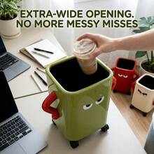 1 buah Tempat Sampah Roda Desain Lucu Tangan di Pinggul 12L Plastik dengan Roda Putar 360°, Desain Ember Ganda, Bukaan Lebar, Permukaan Halus, untuk Dapur Kamar Tidur Ruang Tamu Kamar Mandi Kantor Wadah Penyimpanan Rumah - View 10
