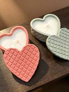 DIY Rhombus Lattice Heart Silicone Mold, Heart Storage Box Casting Mold For Aromatherapy Candle, Gypsum Epoxy Resin Drip Glue Mold, Handmade Desktop Ornament Home Decor Craft Making Mold - White Silicone Mold - View 1