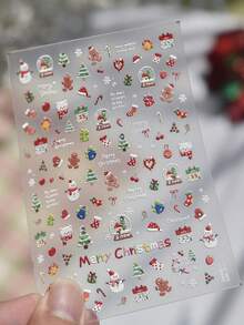 1pc 5D Cute Winter Cartoon Nail Stickers Mini Christmas Snowman Elk Santa Self‑Adhesive Nail Art Decals For Manicure Decor - Multicolor - View 6