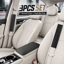 3PCS Embossed PU Leather Car Interior Accessories, Includes 1 Armrest Pad + 2 Shoulder Covers, Dual Storage Pockets Or No Storage Pockets Optional, All Season Use, Durable And Anti-Slip, Holiday Gift, Suitable For Most Vehicles - Armrest Shoulder Pad Cover - View 18