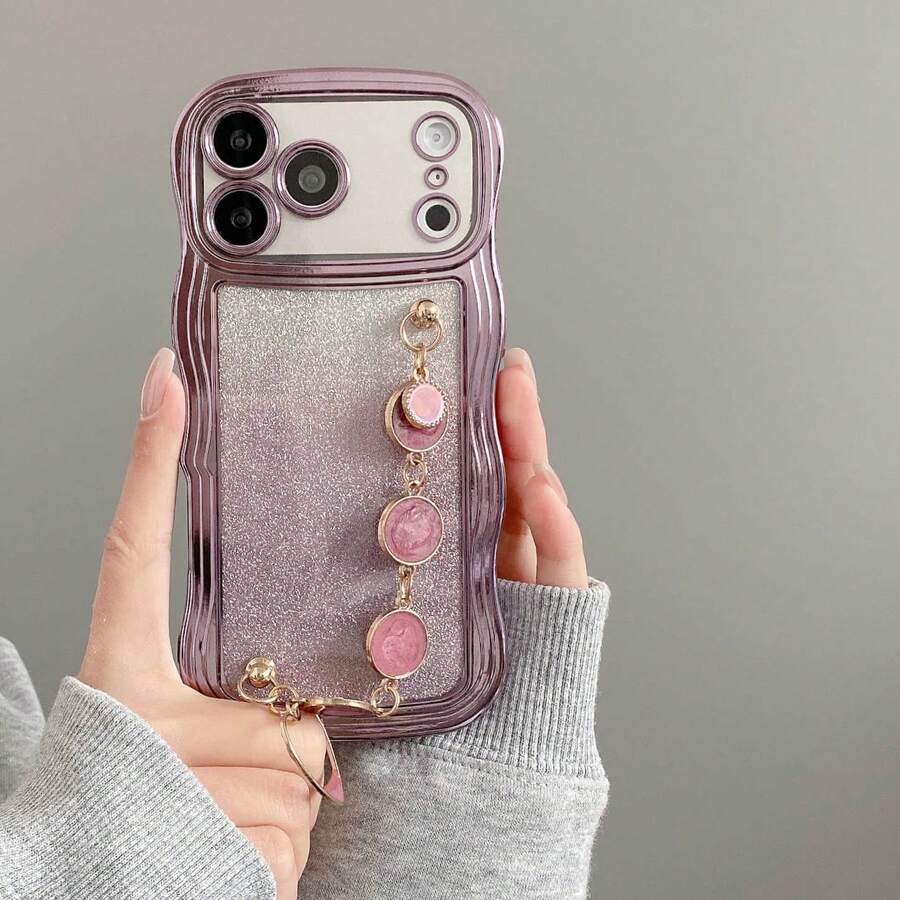 Order & Follow Store To Get Free Lanyard Wave Edge Electroplated Gradient Glitter Phone Case ++ Hand Strap Phone Case / Compatible With Apple 18 Pro Max 18 Pro 18 / 17 Pro Max / 16 Pro Max / 15 Pro Max / 14 Pro Max / 13 Pro Max / 12 Pro Max / 11 Pro Max / XS Max / 7 / 8 Plus / Compatible With Samsung S26 / 25 / 24 / 23 / 22 / 21 / U / Compatible With Xiaomi / Compatible With Honor / Compatible With Huawei - Purple - View 1