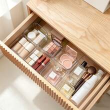 5/7/11/16/18/25pcs Transparent Aesthetic Makeup Tool Storage Box, Drawer-Style Desk Organizer, Makeup Brush Mask Lipstick Eyebrow Pencil Storage Box, Bathroom Skincare Cosmetic Organizer, Vanity Storage Box - Multicolor - View 5