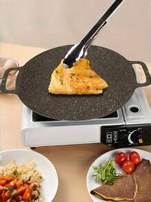 Round Baking Pan, Grill Pan With Handle, Heat-Resistant, Easy To Clean, Suitable For Camping, Hiking Or Outdoor BBQ Party, Suitable For Kitchen, Outdoor Cooking, Suitable For Christmas And Halloween - Iron - View 7