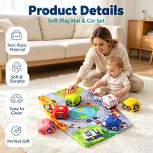 Infant Traffic Theme Fabric Soft Block Play Mat Set, Baby Early Education Soft Ball Toys, Educational Grasping Training Toys - Multicolor - View 3