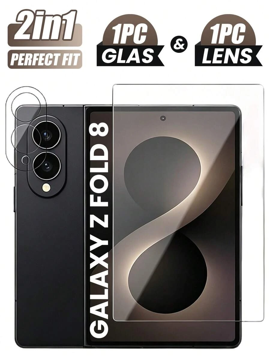 1+1 Pack [2026 New] 9H Tempered Glass Screen Protector + Camera Lens Protector ForSamsung Galaxy Z Fold 8/Z Fold 8 Ultra/Z Fold7/Z Fold 6/Z Fold 5, HD Clear, Anti-Scratch, Anti-Fingerprint, Bubble Free, Easy Install, Case Friendly, All-In-One Kit - Clear - View 1