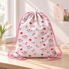 Drawstring Bag - Cute Bow Print Backpack - Suitable For School, Sports, Travel And Toy Storage - Sports Fitness Swimming Travel Backpack - Drawstring Sports Bag - View 5