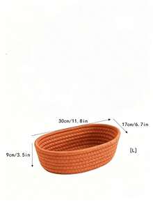 3件/1件大容量橢圓形手工編織收納籃 波西米亞風繩編籃 適用於廚房、浴室、雜物、臥室、客廳、宿舍、書桌、梳妝台，居家裝飾浴室收納，亦可用於存放零食 - 珊瑚橙 - 查看 18