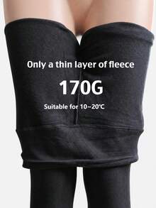 1pc Black 170G Non-Fleece/330G Thick Fleece Lined High Waist Warm Pants, Suitable For Cold Winter Daily Casual Wear - Multicolor - View 18