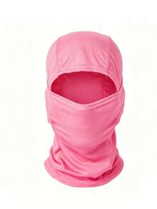 1pc Unisex Balaclava Camouflage Decorative Head Cover Mask, Sun Protection & Breathable, Suitable For Spring/Summer, Outdoor Travel, Cycling, Hiking - Pink - View 1