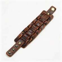 2pcs Vintage Dual Style Woven Fashion Textured Bracelets Suitable For Men's Daily Casual Wear Exquisite Bracelet Gift For Men - Brown - View 6
