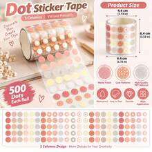 3m/Roll PET Polka Dot Washi Tape, Notebook Marker Stickers, Packaging Decoration Stickers, Daily Planner Check-Off Stickers, Ins Style Basic Material Scrapbook Stickers - Multicolor - View 2