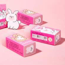 5pcs Rabbit Jelly Erasers, Office Supplies, Drawing Standard Pencil Erasers - 5pcs Pink Rabbit Sandwich Eraser - View 3