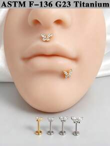 1 buah Anting Bibir Gaya Peri dari Paduan Titanium Bentuk Kupu-kupu Zirkonia dengan Ulir Dalam, Ukuran Kecil/Sedang/Besar, Bentuk Bunga, Anting Bibir, Anting Tulang Rawan Datar, Perhiasan Telinga untuk Wanita - Gambar 3 - View 6
