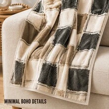 Blanket Neutral Color Checkerboard Bohemian Flannel Blanket Warm Autumn Winter Living Room Sofa Throw Bedroom Bedspread Nap Air Conditioning Blanket - Multicolor - View 7