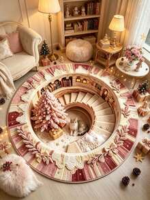 1pc Christmas Spiral Staircase Floor Mat, Christmas Gift, Door Mat, Small Rug, Welcome Mat, Carpet, Floor Mat, Outdoor Door Mat, Kitchen Rug, Home Decor, Front Door Mat, Area Rug, Outdoor Mat - Multicolor - View 2