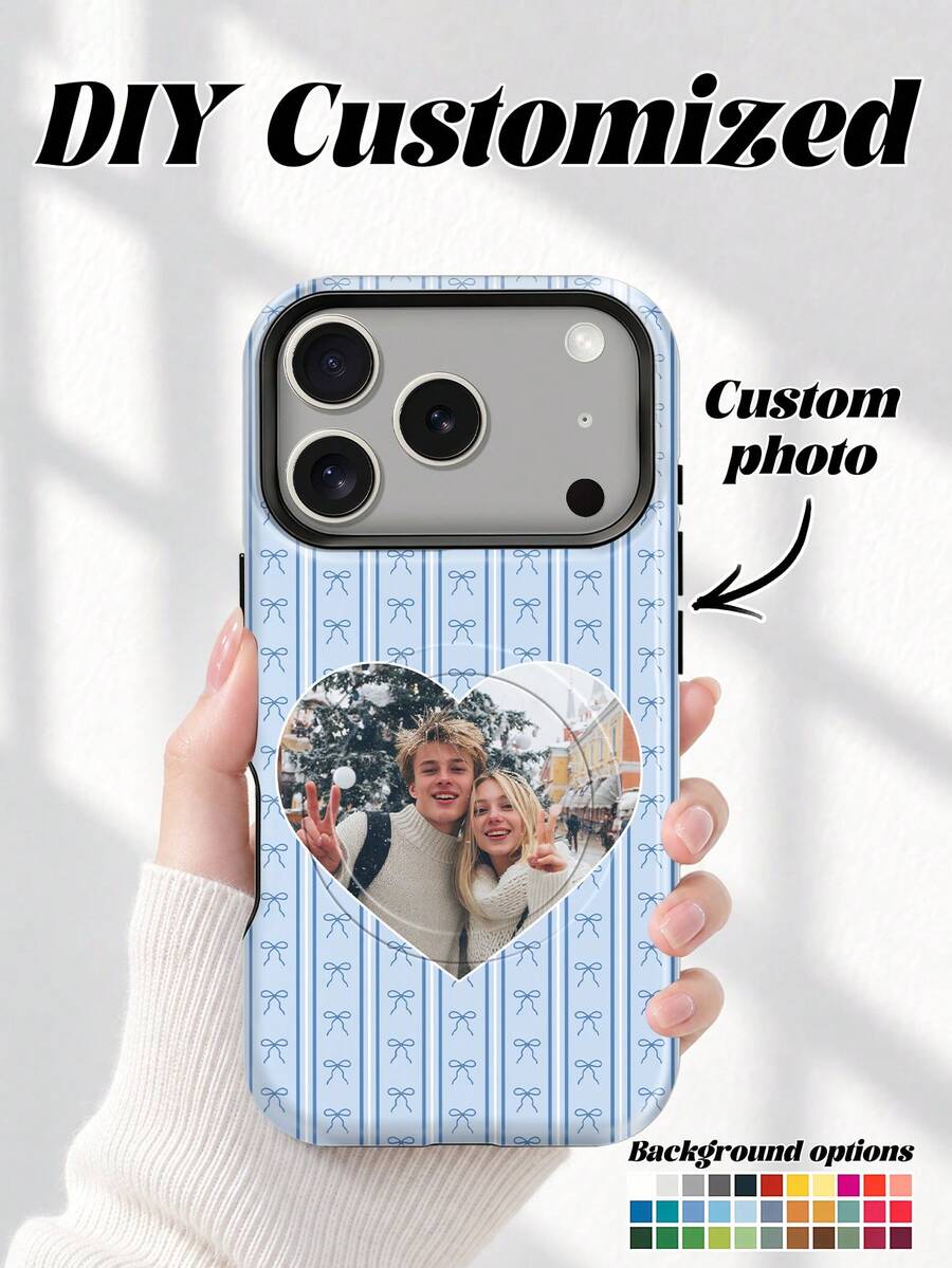 CICIBER Custom Upgraded Magnetic Striped Bow Pattern Design, Full Coverage Design, Minimalist Premium Vintage Y2K Millennium Sweet Cool Campus Style Pattern Phone Case, Suitable For Anniversary Gift, Valentine's Day Gift, Birthday Gift, Wedding Gift, Mother's Day Gift, Father's Day Gift, Best Gift For Friends, Compatible With IPhone, Compatible With Samsung - Multicolor - View 1