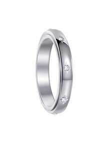 1件時尚中性星形水鑽旋轉戒指，鈦鋼減壓戒指，日常佩戴飾品，情人節聖誕節情侶禮物 - 星芒戒指 - 查看 14