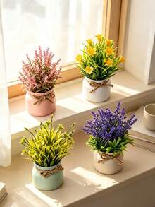 1/4/6pcs High-Quality Artificial Flower Potted Plants, Suitable For Living Room, Bedroom, Balcony, Desk, Bookshelf And Home Decor, Easy To Maintain And No Watering Required - Small Potted Plant - View 8