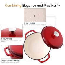 Dutch Oven Pot With Lid Enameled Cast Iron Cookware 5QT Casserole Pot Dual Handles Heavy Duty For Stew Soup Braising Bread Baking Pots For Cooking - View 10