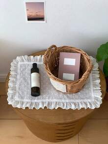 1pc/2pcs/6pcs Floral Embroidered Lace Decor Placemats & Napkins, Minimalist Ins Style Photo Backdrop - White - View 8