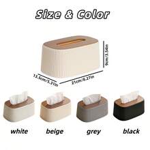 1pc Vertical Stripe Spring Tissue Box, Wooden Lid Tissue Box Cover, Napkin Holder, Suitable For Bedroom, Living Room, Bathroom, Vanity - View 9