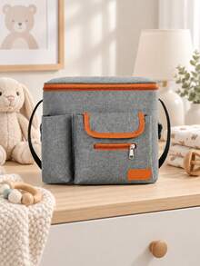 Baby Stroller Organizer Bag, Large Capacity Baby Carriage Storage Bag, Multi-Functional Zipper Main Compartment With Front Pocket Design, Simple Portable Durable, Convenient For Storing Baby Bottles, Tissues, Diapers And Personal Items - Multicolor - View 10