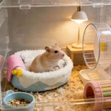 1pc Hamster Bed - Warm Soft Plush Round Nest, Cartoon Wave Pattern Comfortable Sleeping Bed, Suitable For Hamsters And Sugar Gliders, Winter Pet Cage Habitat Decoration - Multicolor - View 5