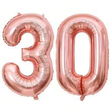 1/2件 40英吋玫瑰金數字鋁箔氣球，生日派對裝飾氣球，適用於生日、婚禮、週年紀念、拍照室內裝飾 - 玫瑰金 - 查看 21