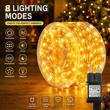 New High Brightness Christmas String Lights, F-Type Plug Connection; 1000/500/300 LED, Plug-In String Lights, Silver Wire Design, Discreet; Perfect For Christmas Decoration; Features 8 Lighting Modes; Ideal For Outdoor Decoration, Bedroom, Wedding, Party, Festival Celebration, Christmas, Halloween And Other Occasions. IP44 - EU F Type Plug(220-240V) - View 2