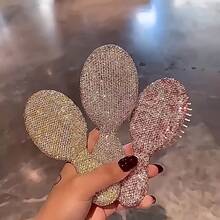 1pc Portable Luxury Diamond Inlaid Mini Air Cushion Brush, Scalp Massage Comb, Anti-Static Smooth Styling Hairbrush, Suitable For Home, Travel And Touch-Up Haircare Tool - Multicolor - View 8