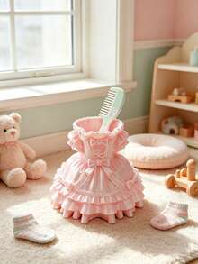 1pc Cute Tray Storage Box, Cute Princess Dress Desktop Organizer, Compact And Beautiful, Suitable For Nursery, Children's Room, Bedroom, Baby Shower Decoration, Baby Gift - Multicolor - View 2