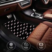 4pcs Pink Bow Tie Pattern Car Floor Mats, Universal Fit Car Floor Mats, Car Interior Decoration Accessories, Suitable For Front And Rear Seats, Compatible With Most Sedans, SUVs, Trucks And - Multicolor - View 7