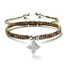 1Pc Sparkling Rhinestone Four Pointed Star Charm Bracelet Adjustable Handmade Woven Rope Bangle Fashion Wristband Jewelry Gift For Women - Four-pointed Star - View 21